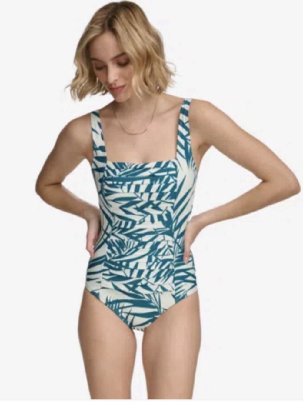 Calvin Klein Pleated One-Pice Swimsuit Multicolor Size 10  11711